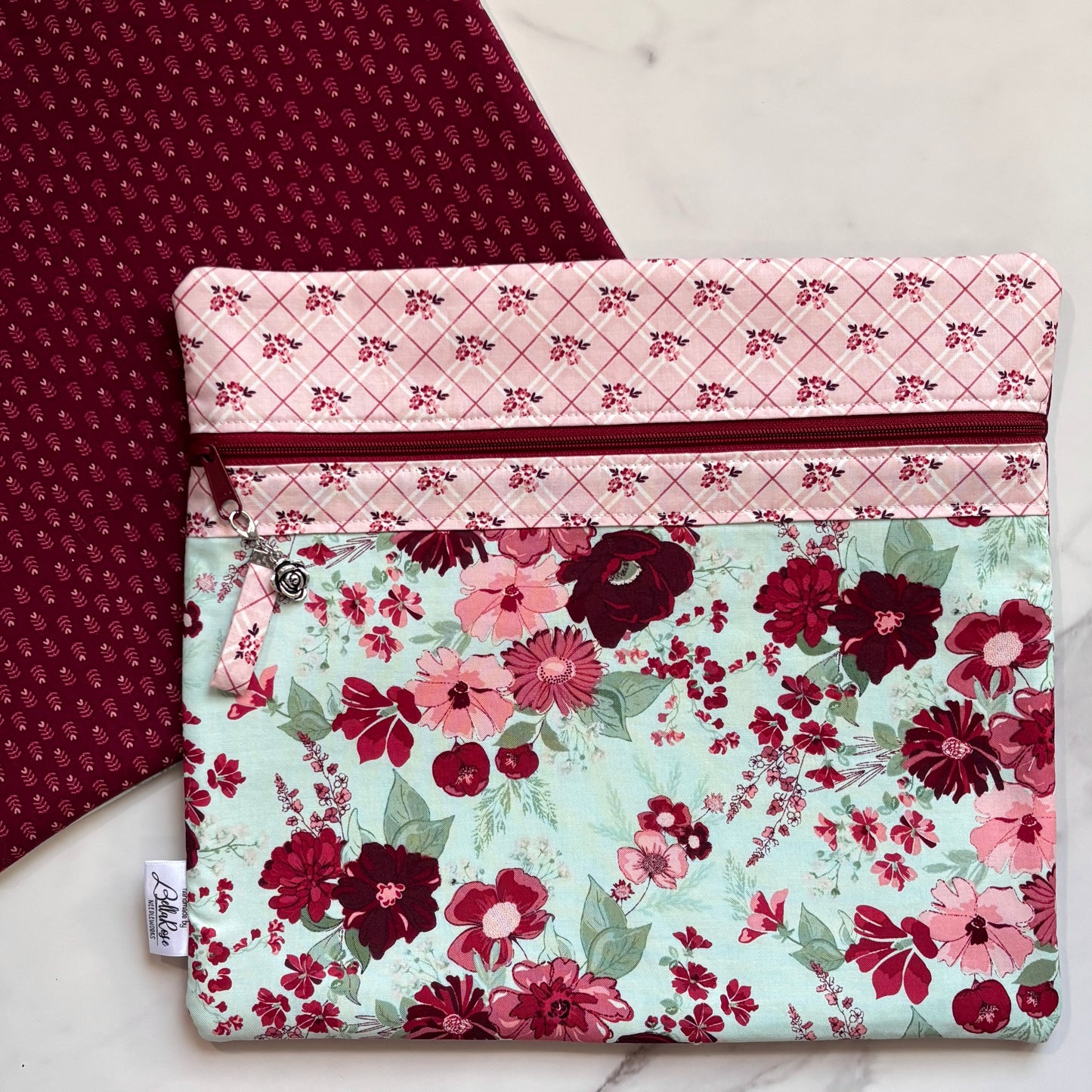 Love in Bloom ~ Fabric Front Project Bag ~ BellaRose Needleworks