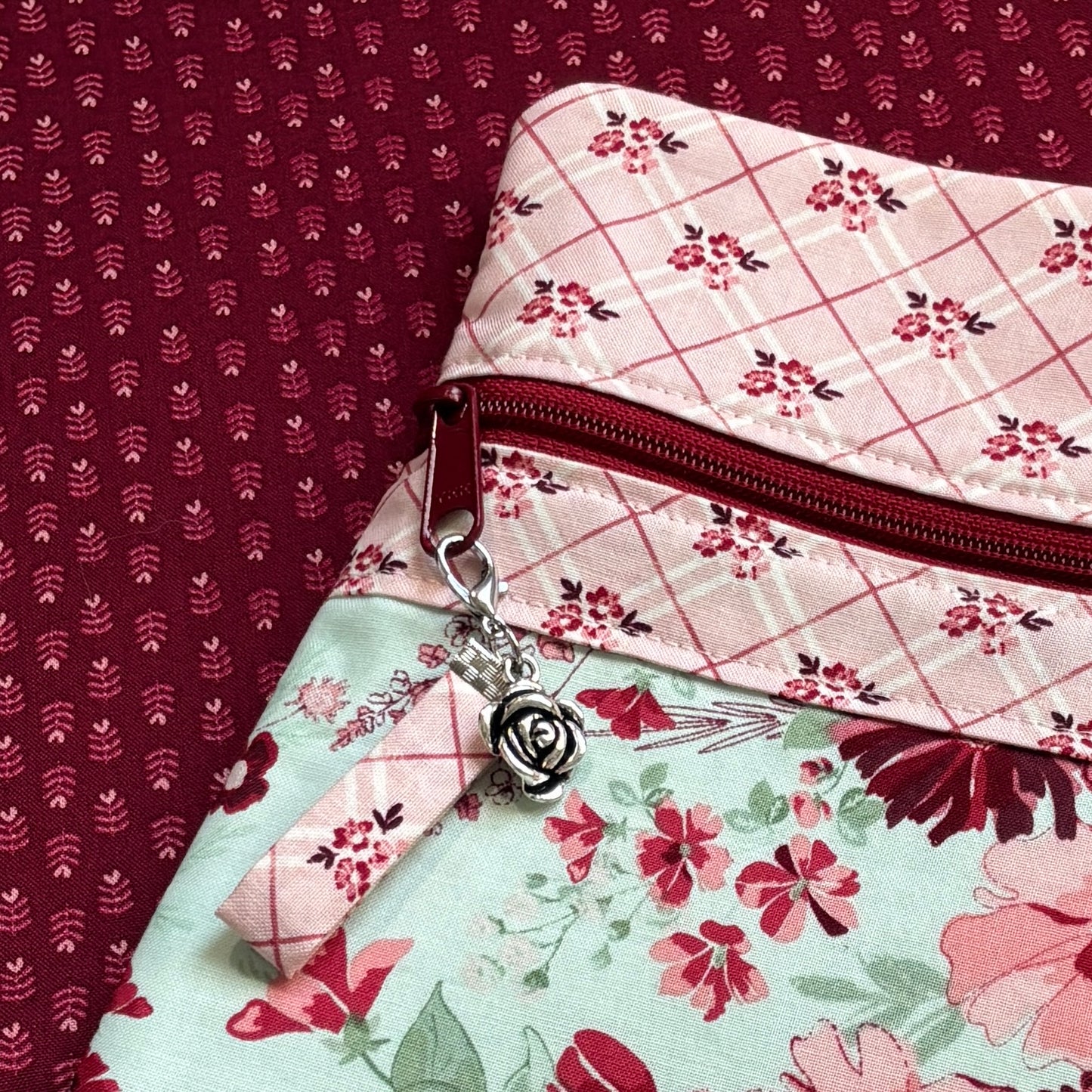 Love in Bloom ~ Fabric Front Project Bag ~ BellaRose Needleworks