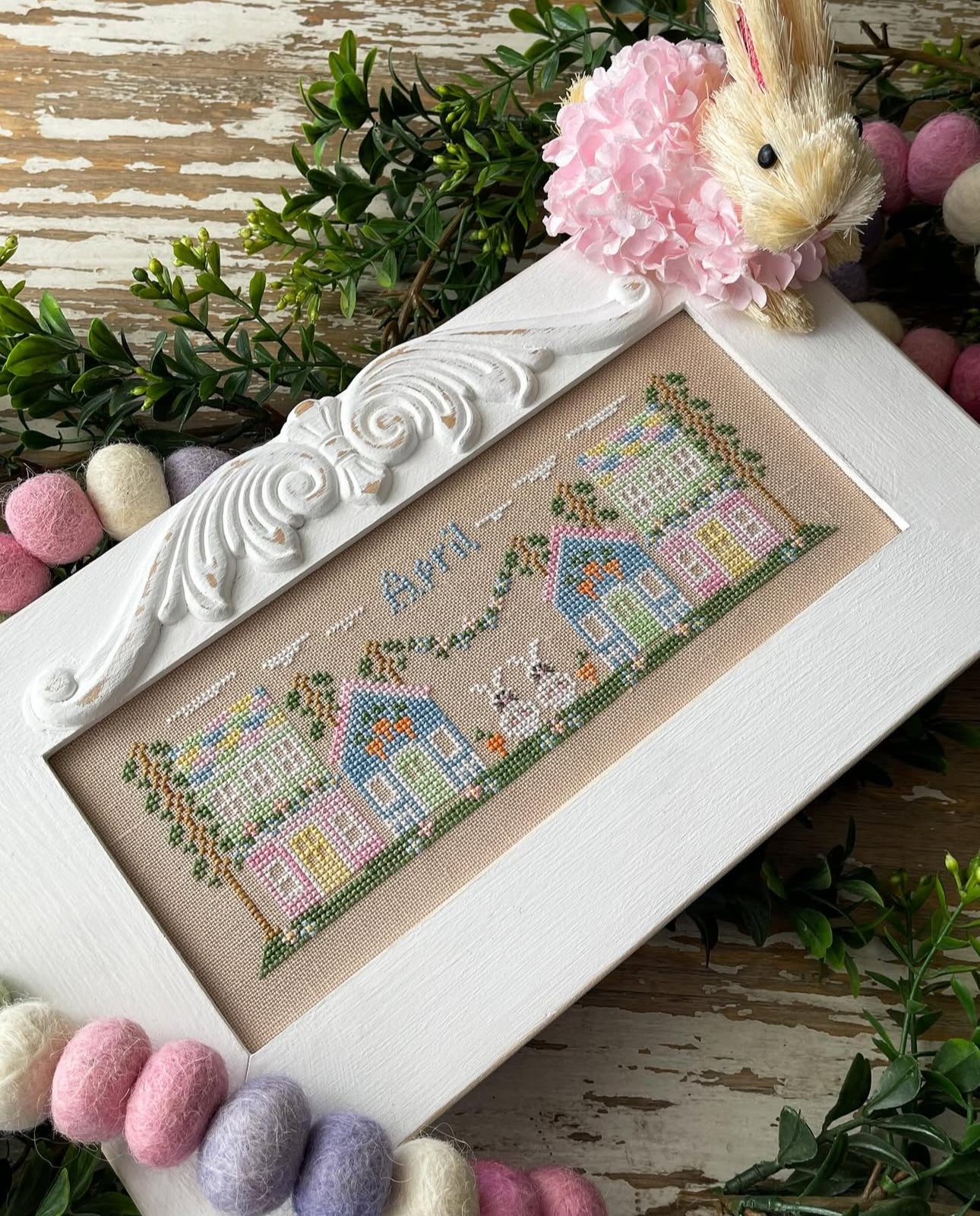 Monthly Mini Village - April ~ Chart, Fabric & Floss Pack ~ Country Cottage Needleworks