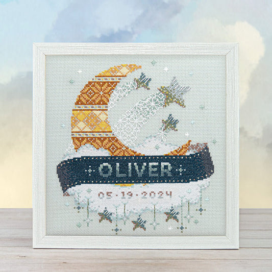 Modern Baby Sampler - Moon + Stars ~ Counting Pudddles