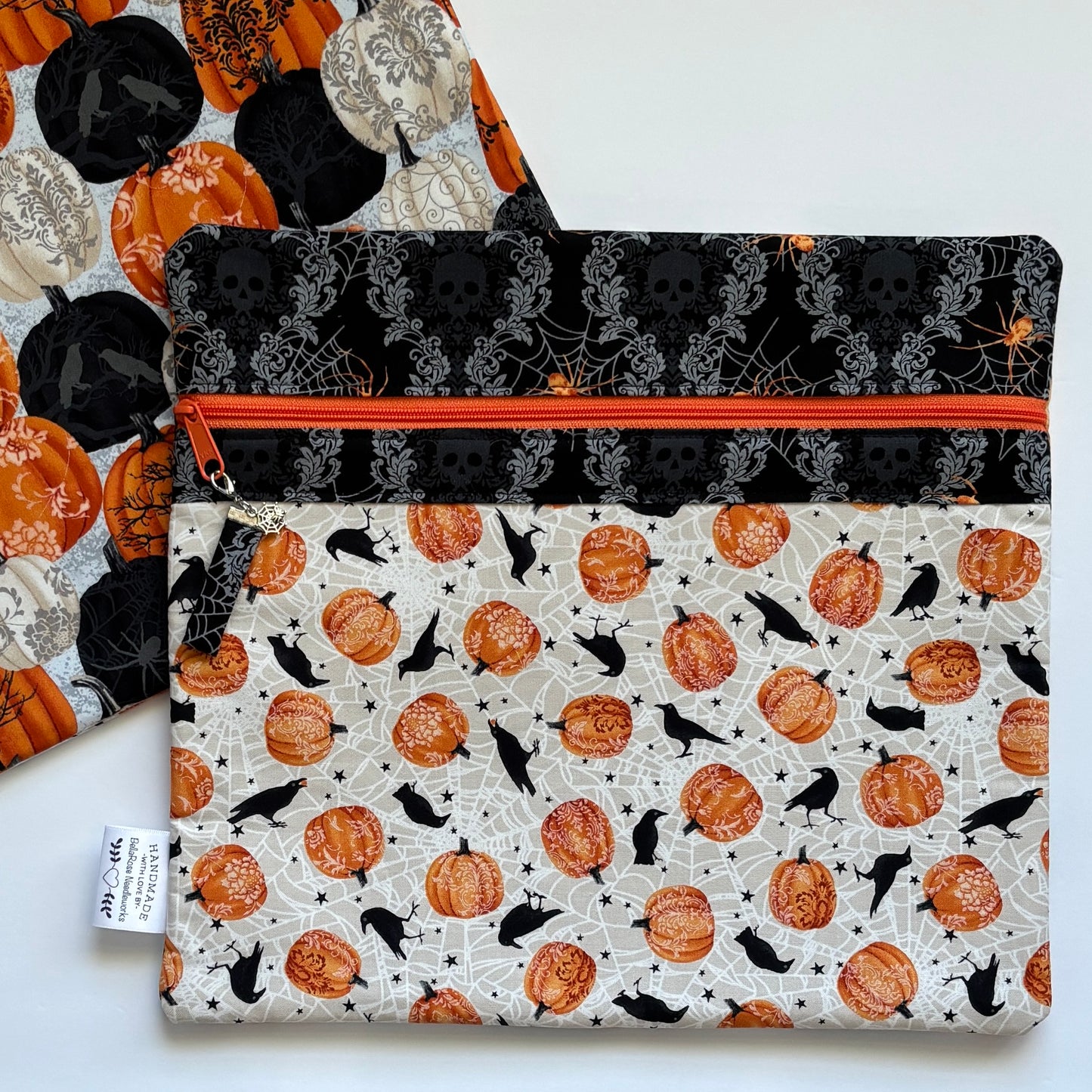 NEW! ~ Crows in the Pumpkin Patch ~ Fabric Front Project Bag ~ BellaRose Needleworks