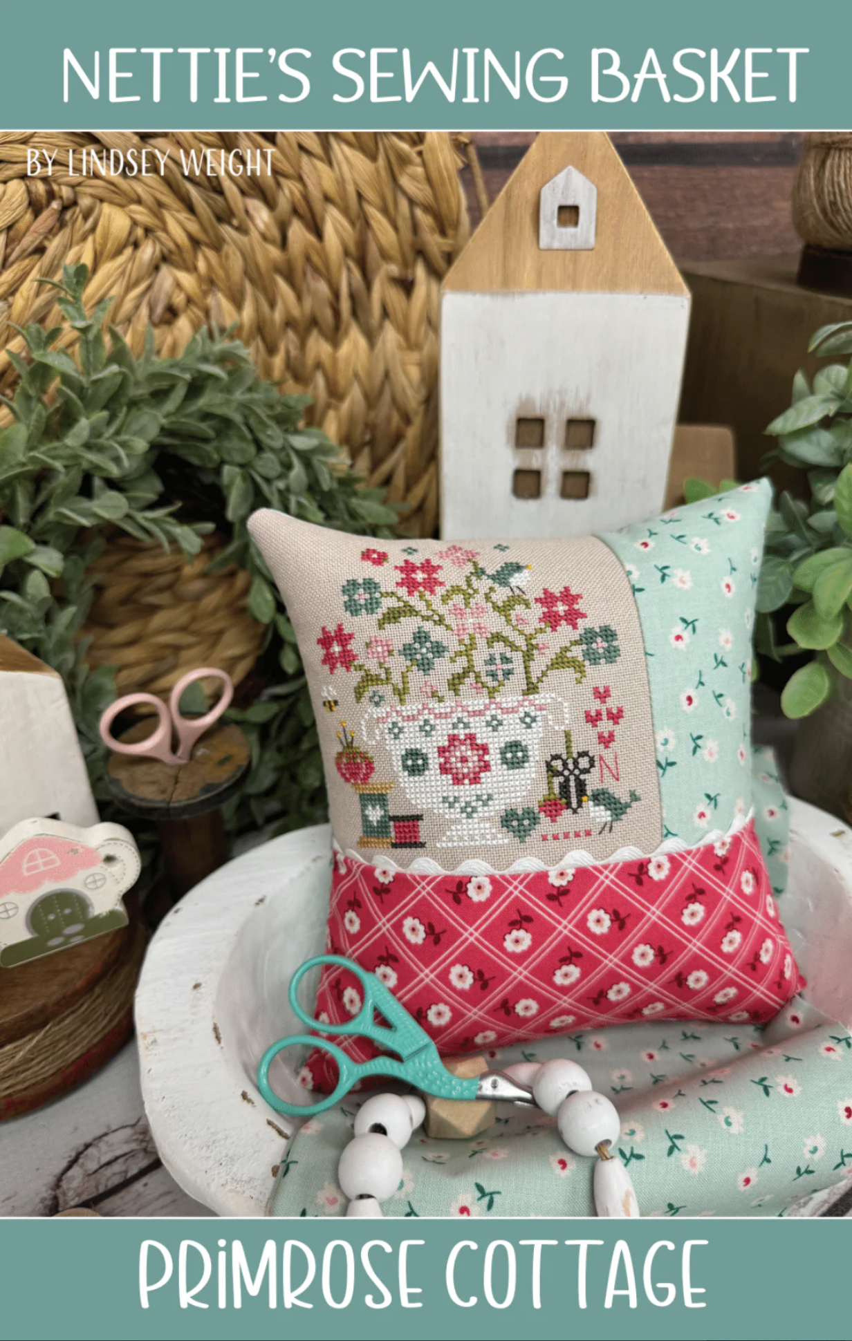 Nettie's Sewing Basket - Chart & Floss Pack ~ Primrose Cottage