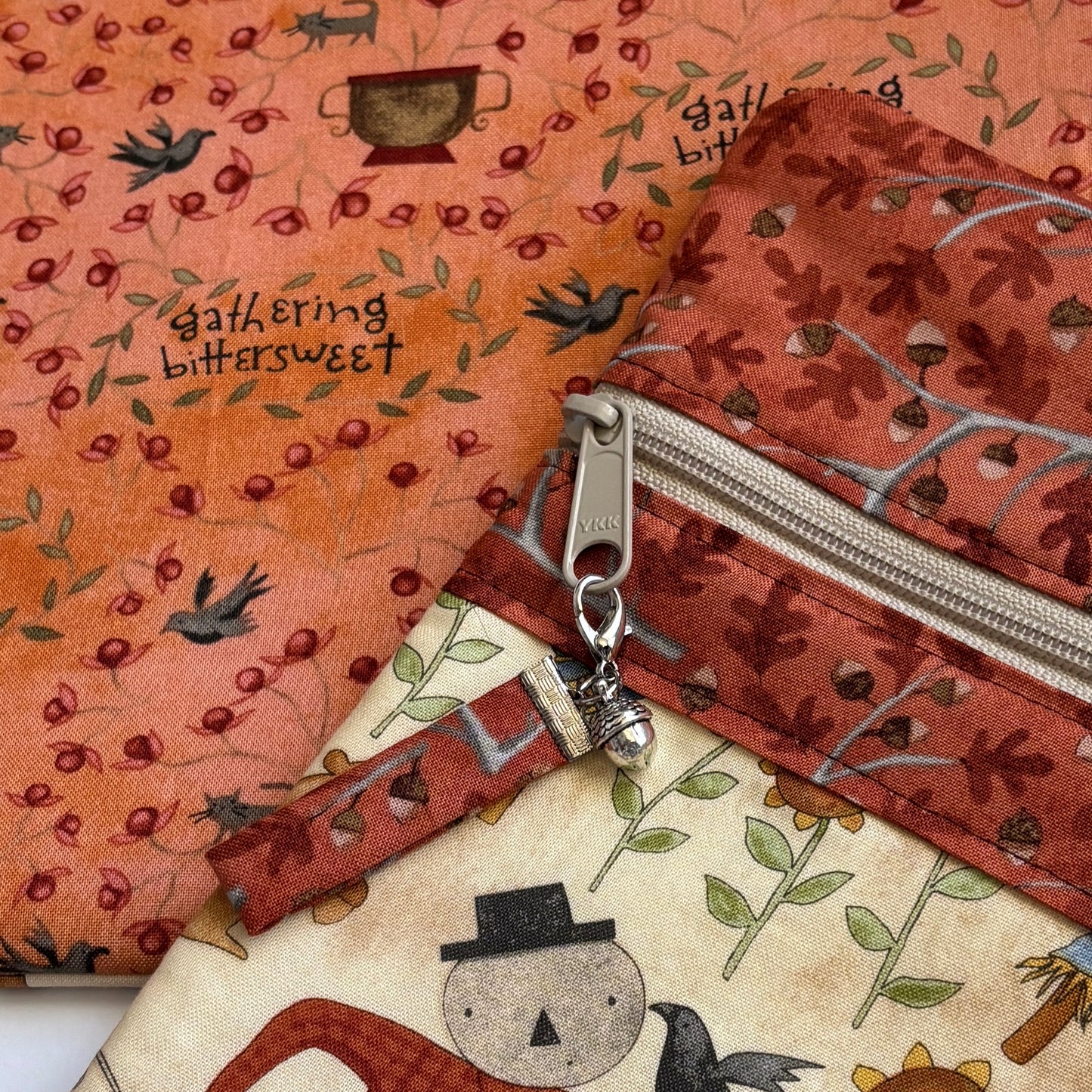 NEW! ~ Bittersweet Farm Fabric Front Project Bag ~ Teresa Kogut ~ BellaRose Needleworks