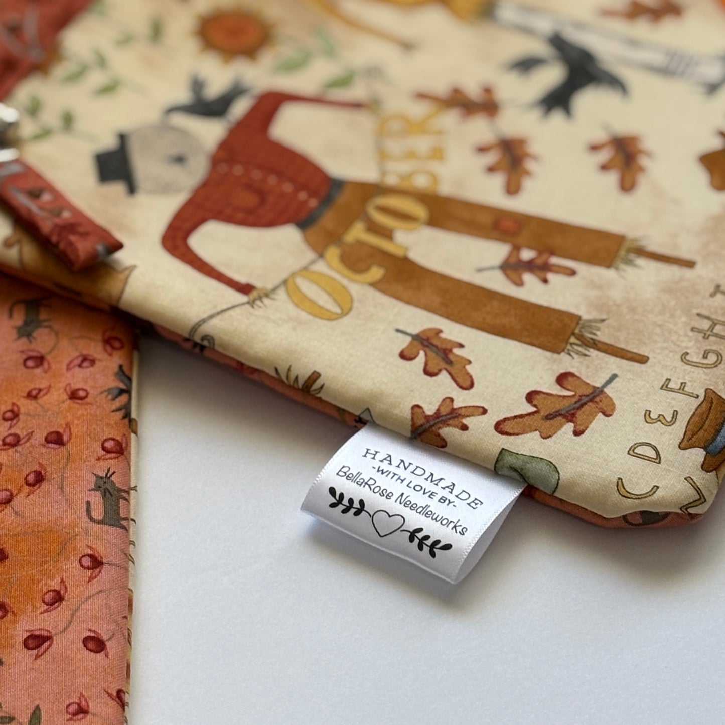 NEW! ~ Bittersweet Farm Fabric Front Project Bag ~ Teresa Kogut ~ BellaRose Needleworks