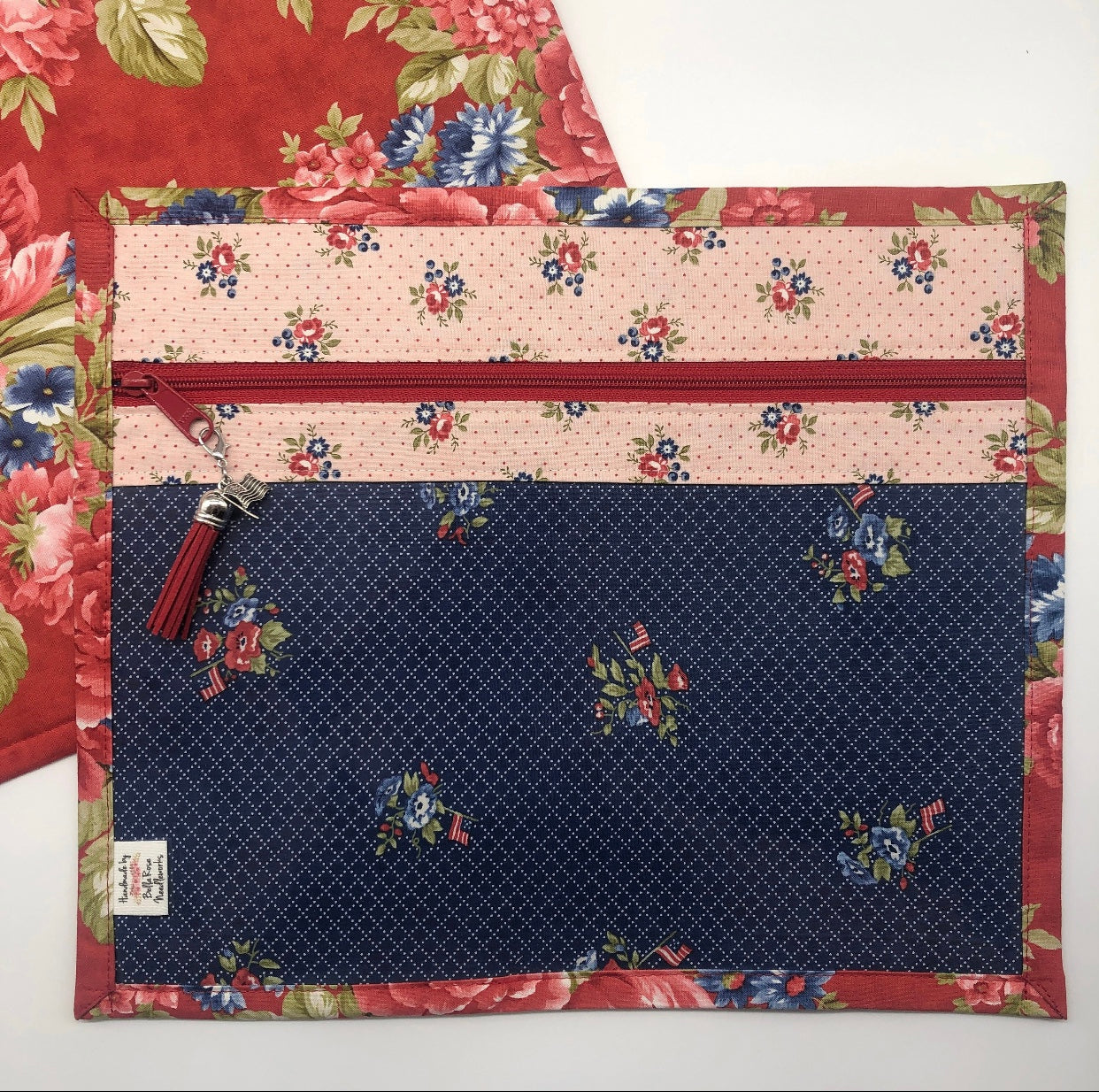 Patriotic Florals ~ Vinyl Front Project Bag