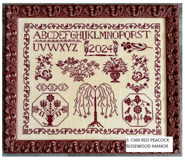 PRE-ORDER ** Red Peacocks  ~ Needlework Marketplace 2025 ~ Rosewood Manor