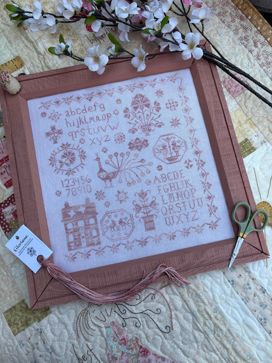 PRE-ORDER ** Pink Peacock Sampler ~ Needlework Marketplace 2025 ~ Pansy Patch Quilts and Stitchery