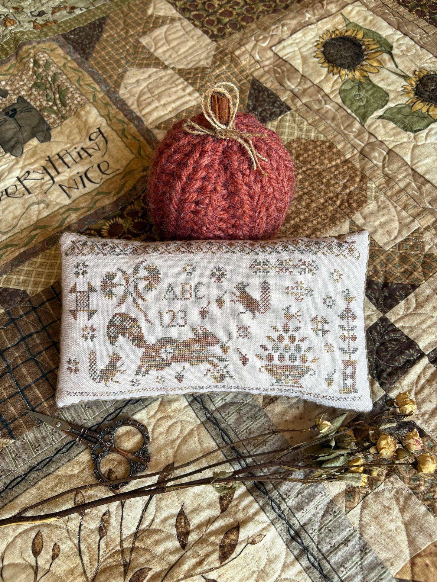 * PREORDER * Sassy Squirrel Pinkeep ~ Pansy Patch Quilts and Stitchery ~ Needlework Marketplace 2026