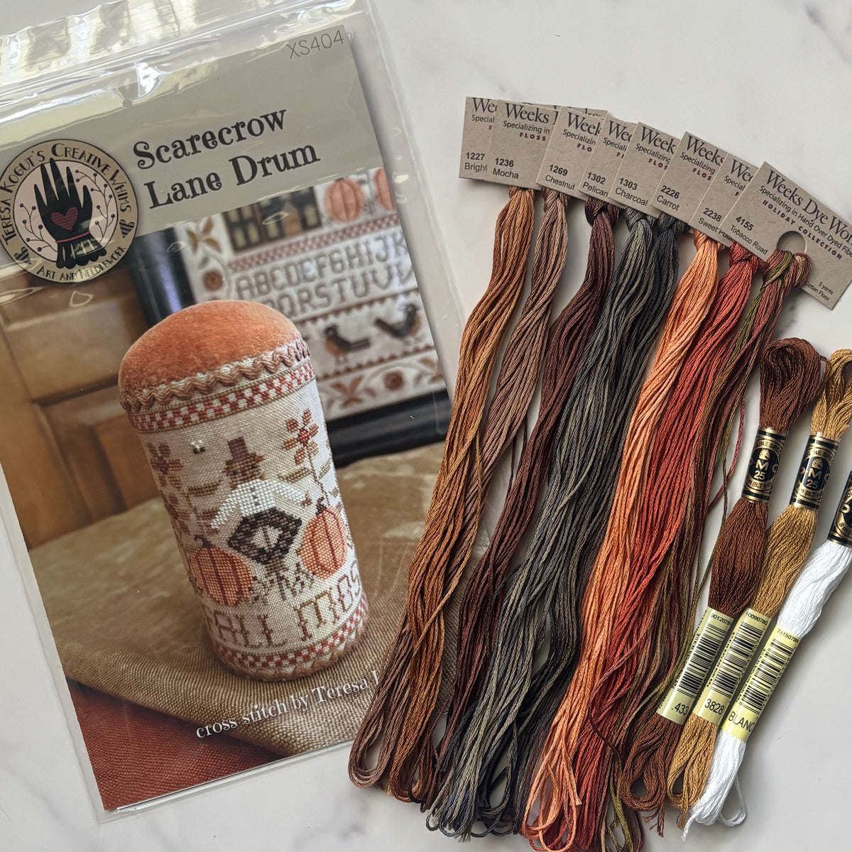 Scarecrow Lane Drum - Chart & Floss Pack ~ Teresa Kogut