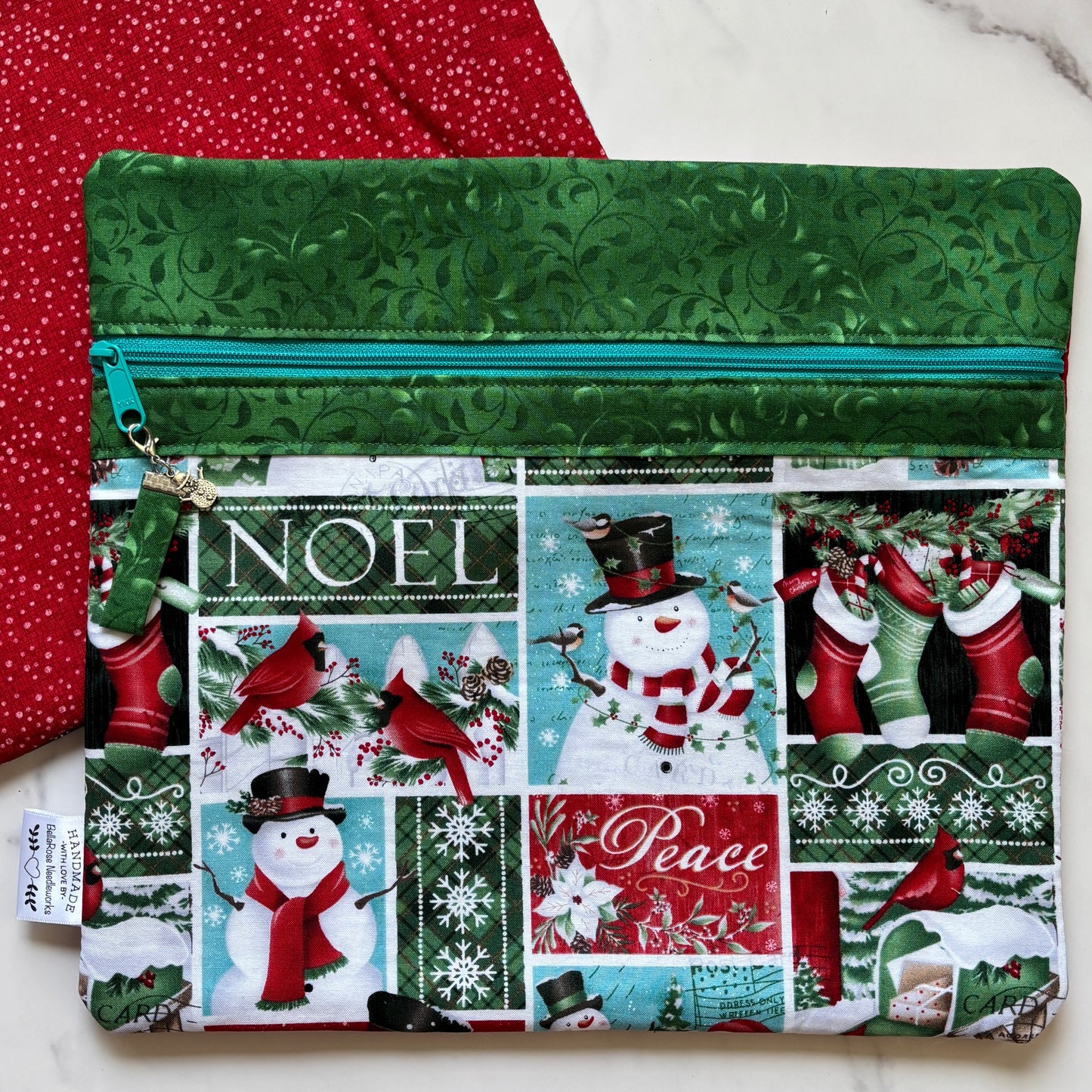 Snowmen Noel ~ Fabric Front Project Bag ~ BellaRose Needleworks