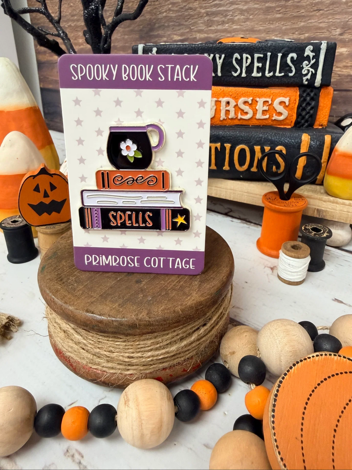 *NEW* Spooky Book Stack Needle Minder ~ Primrose Cottage