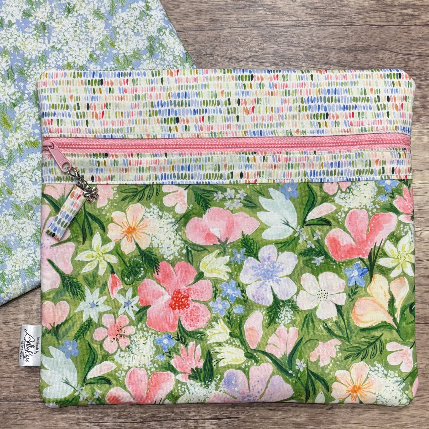 Springtime Florals ~ Fabric Front Project Bag ~ BellaRose Needleworks