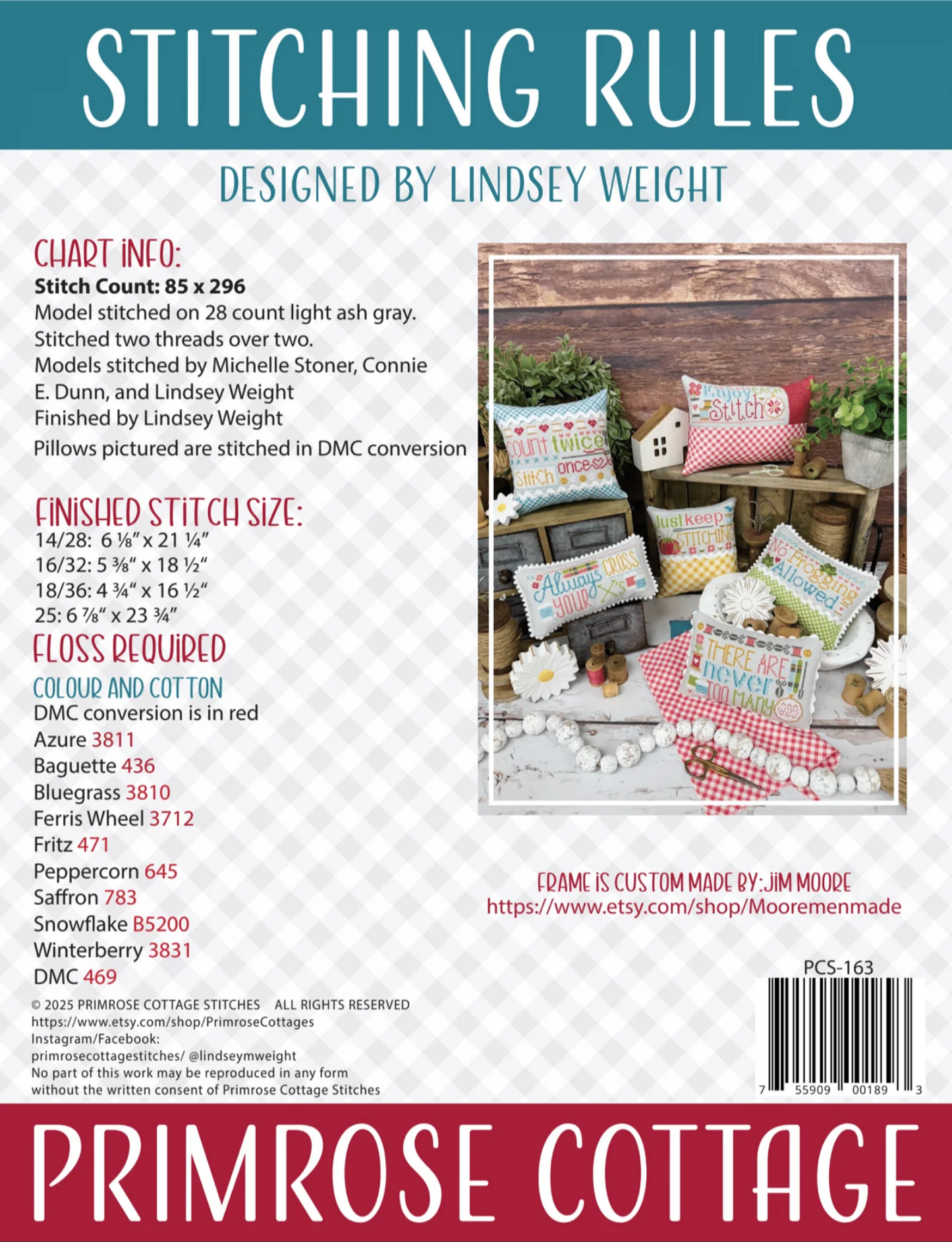 Stitching Rules ~ Chart and Floss Pack ~ Primrose Cottage
