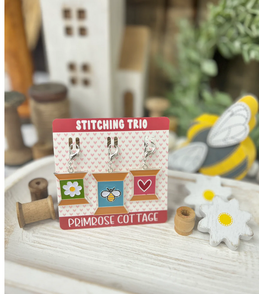 Stitching Trio Charms ~ Primrose Cottage