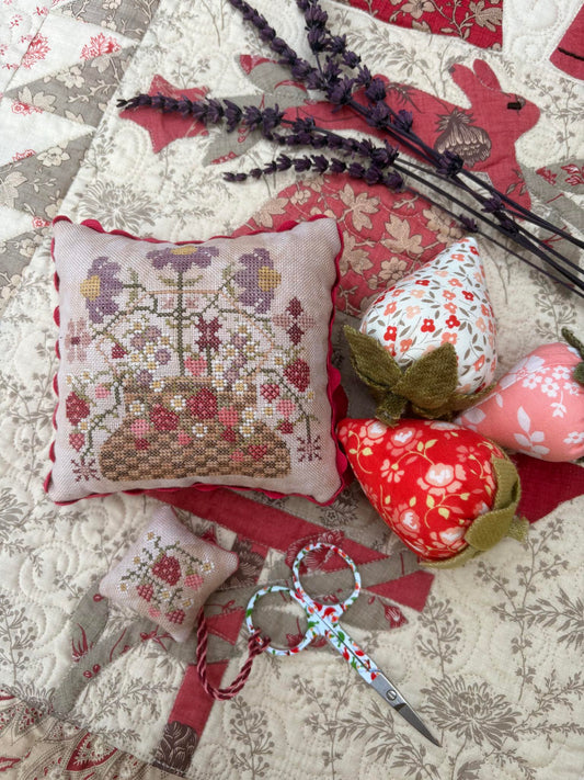 PRE-ORDER ** Strawberry Basket Pinkeep ~ Needlework Marketplace 2025 ~ Pansy Patch Quilts and Stitchery