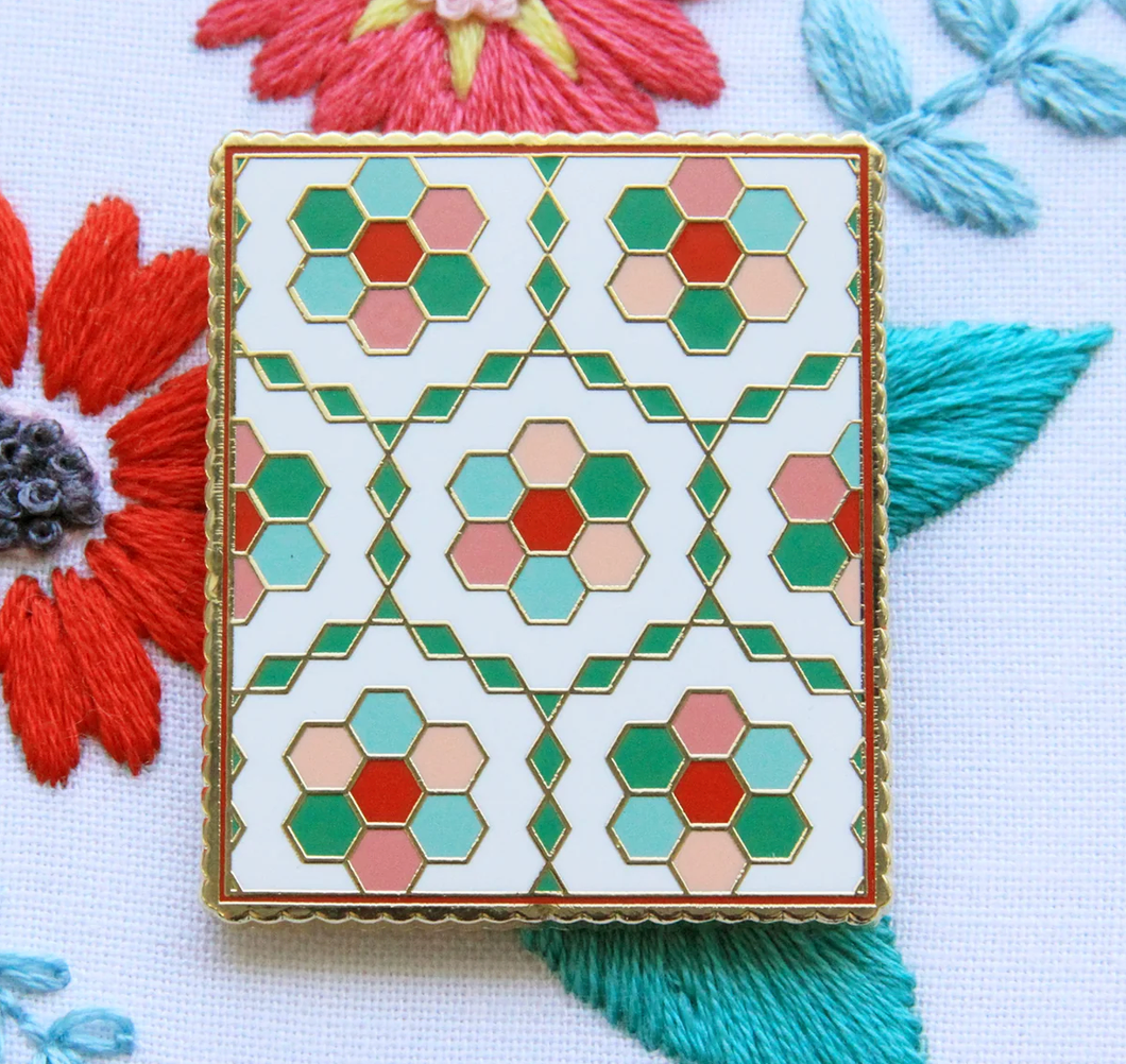 Vintage Flower Garden Quilt Needle Minder ~ Flamingo Toes