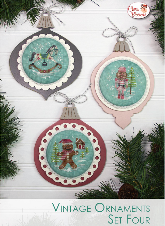 *PREORDER* Vintage Ornament Set 4 ~ Cherry Blossoms ~ Nashville Needlework Market 2026