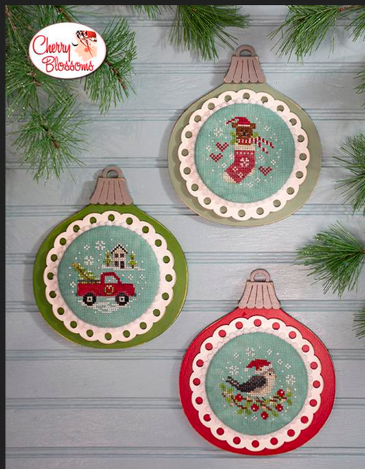 PRE-ORDER ** Vintage Ornaments Wood Backers #3 ~ Needlework Marketplace 2025 ~ Cherry Blossoms