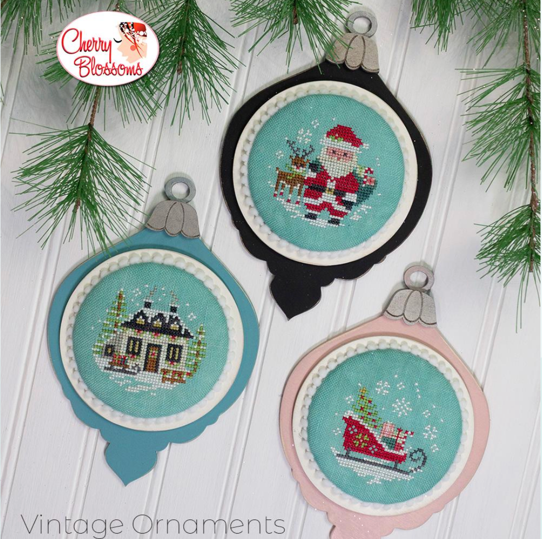 Vintage Ornaments Wood Backer Sets ~ Cherry Blossoms