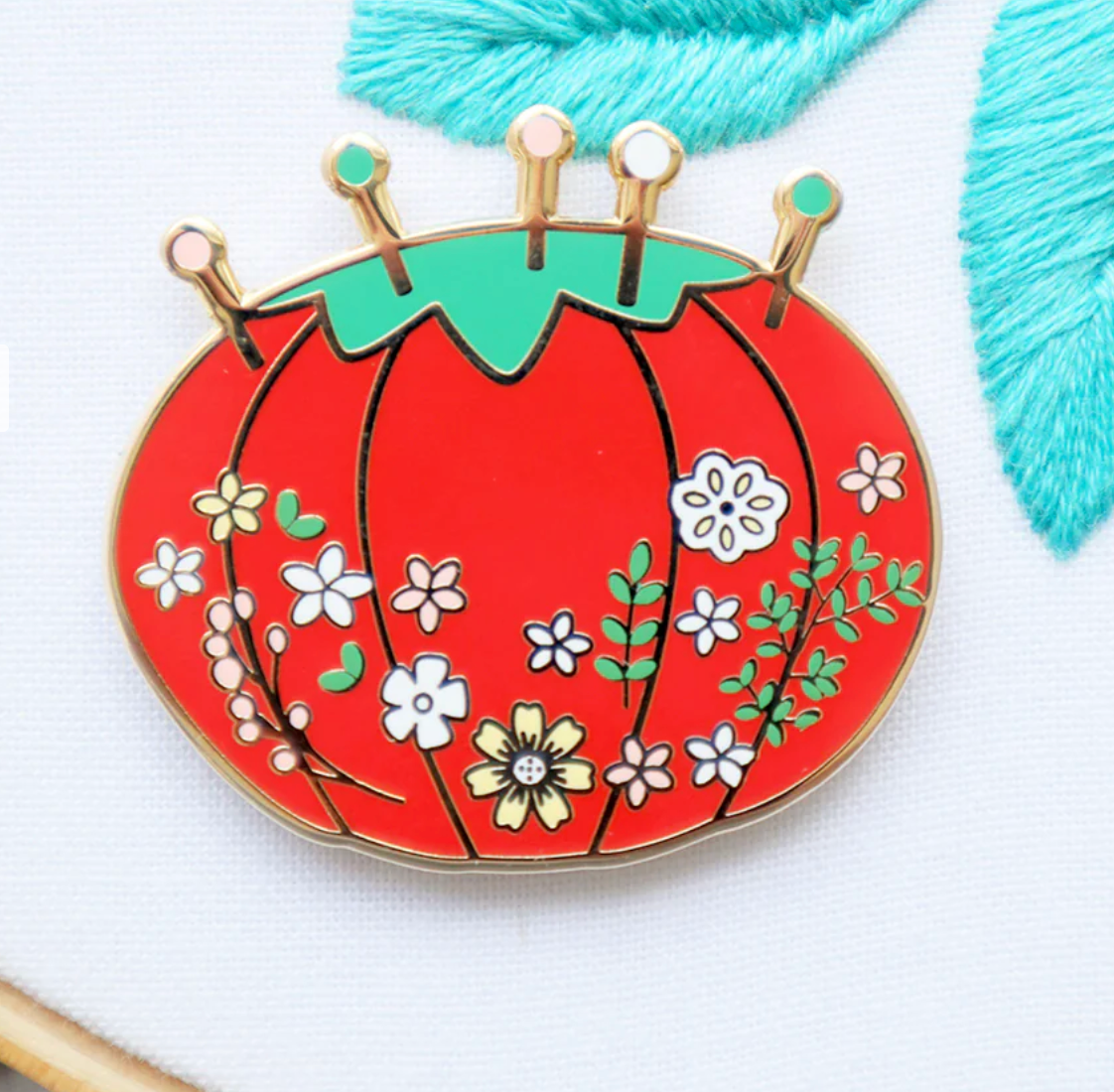 Vintage Tomato Pin Cushion Needle Minder ~ Flamingo Toes