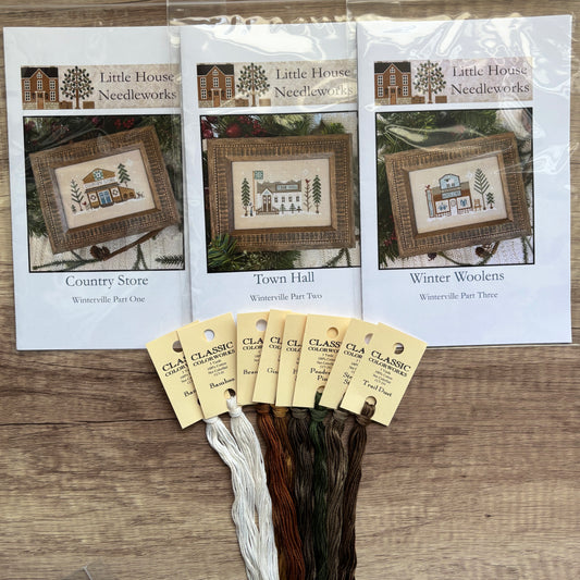 *NEW* Winterville ~ Starter Pack - 3 Charts & Classic Colorworks Floss ~ Little House Needleworks