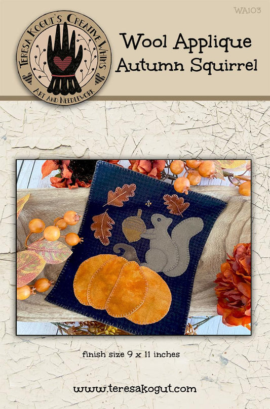 *PRE-ORDER* Wool Applique Autumn Squirrel ~ Teresa Kogut