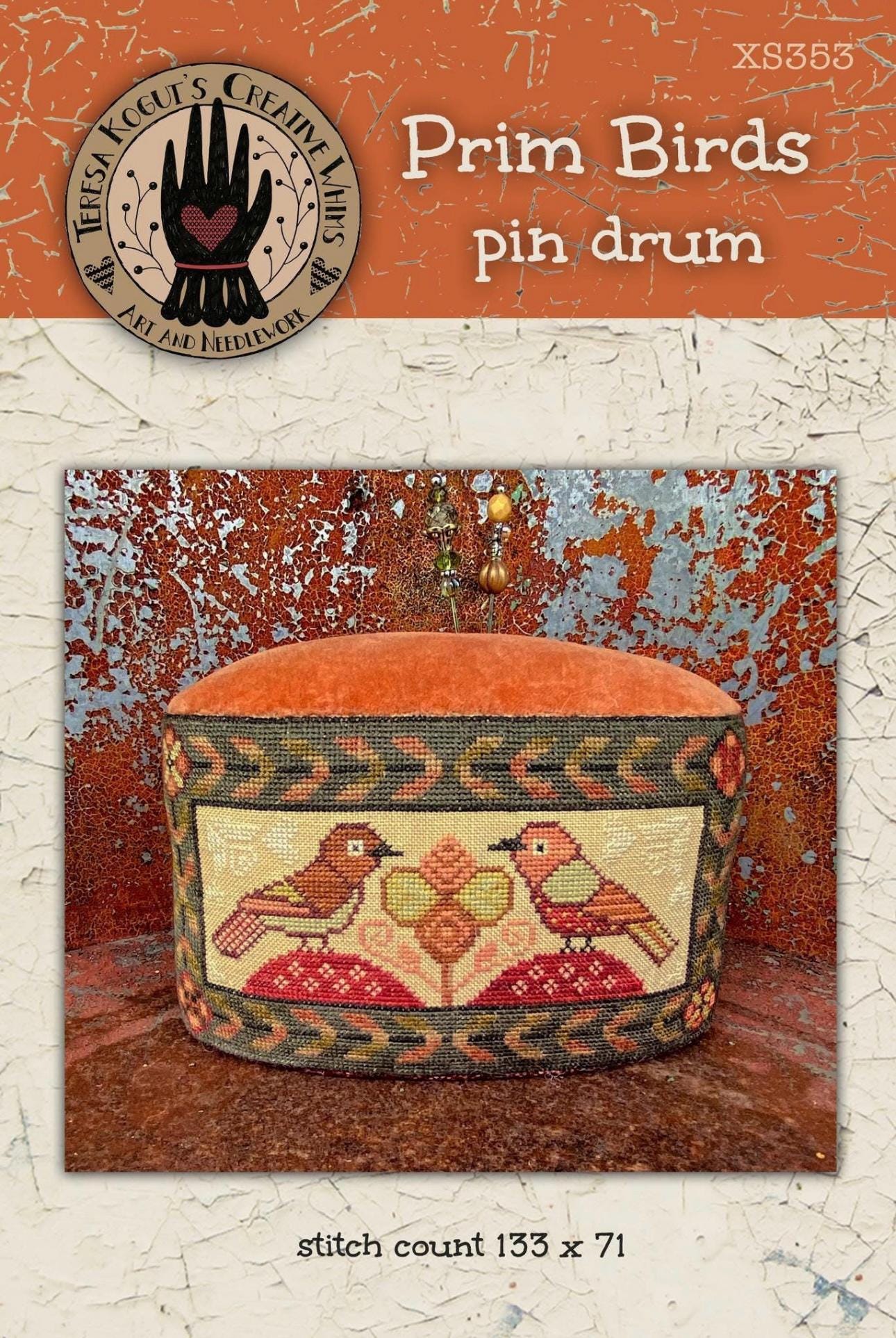 Prim Birds Pin Drum ~ Teresa Kogut