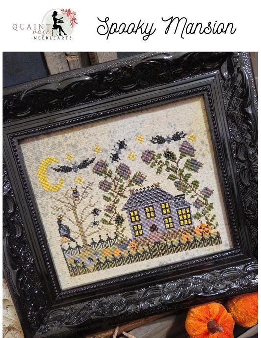 Quaint Rose Needlearts ~ Spooky Mansion ~ Cross Stitch ~ Halloween ~ Haunted House ~ Bats ~ Pumpkins