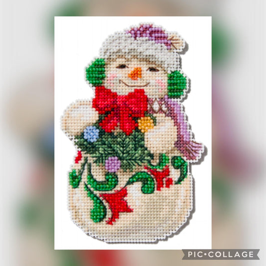 Snowman with Earmuffs ~ Beaded Ornament Kit ~ Jim Shore by Mill Hill
